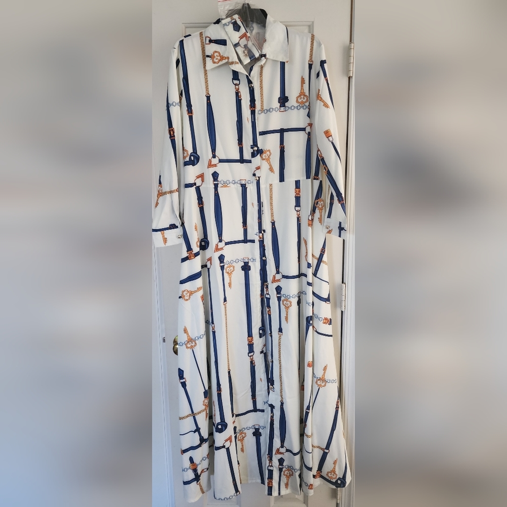 Women Elegant Casual Summer Fall Button Down Front Long Sleeve Maxi Dress 